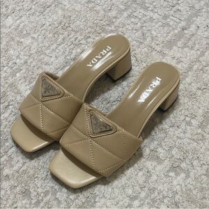 Prada Women's Beige Quilted Mules